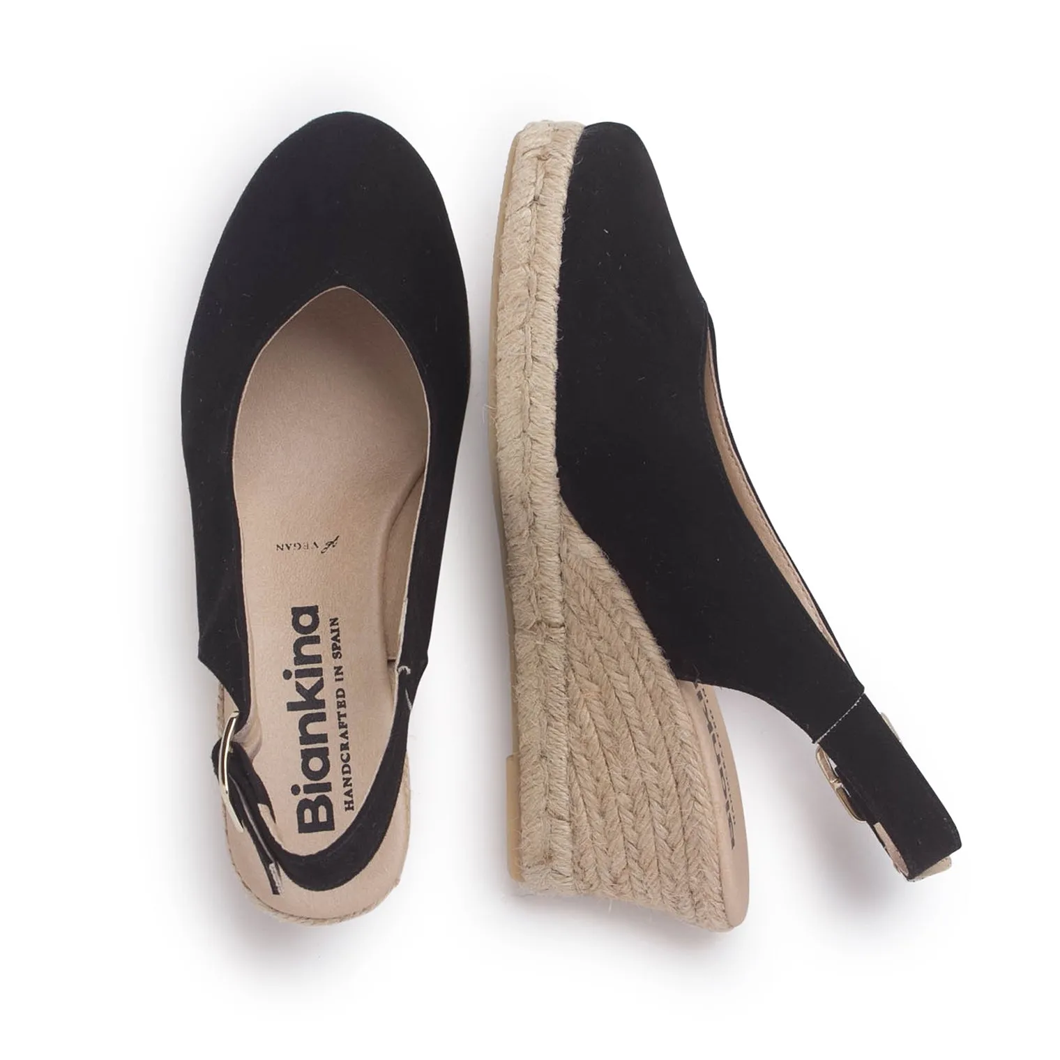 Murcia Organic Canvas Espadrille Wedges - Black