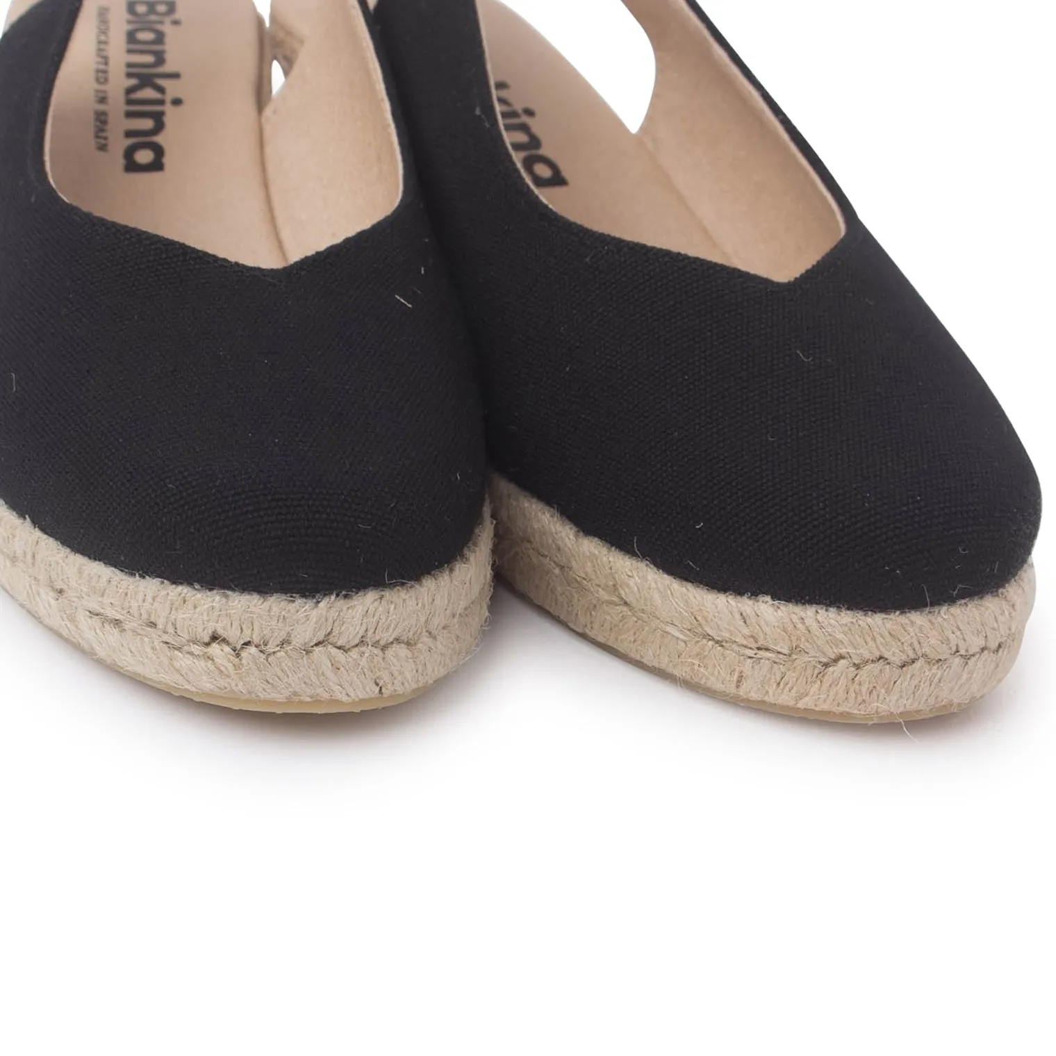 Murcia Organic Canvas Espadrille Wedges - Black