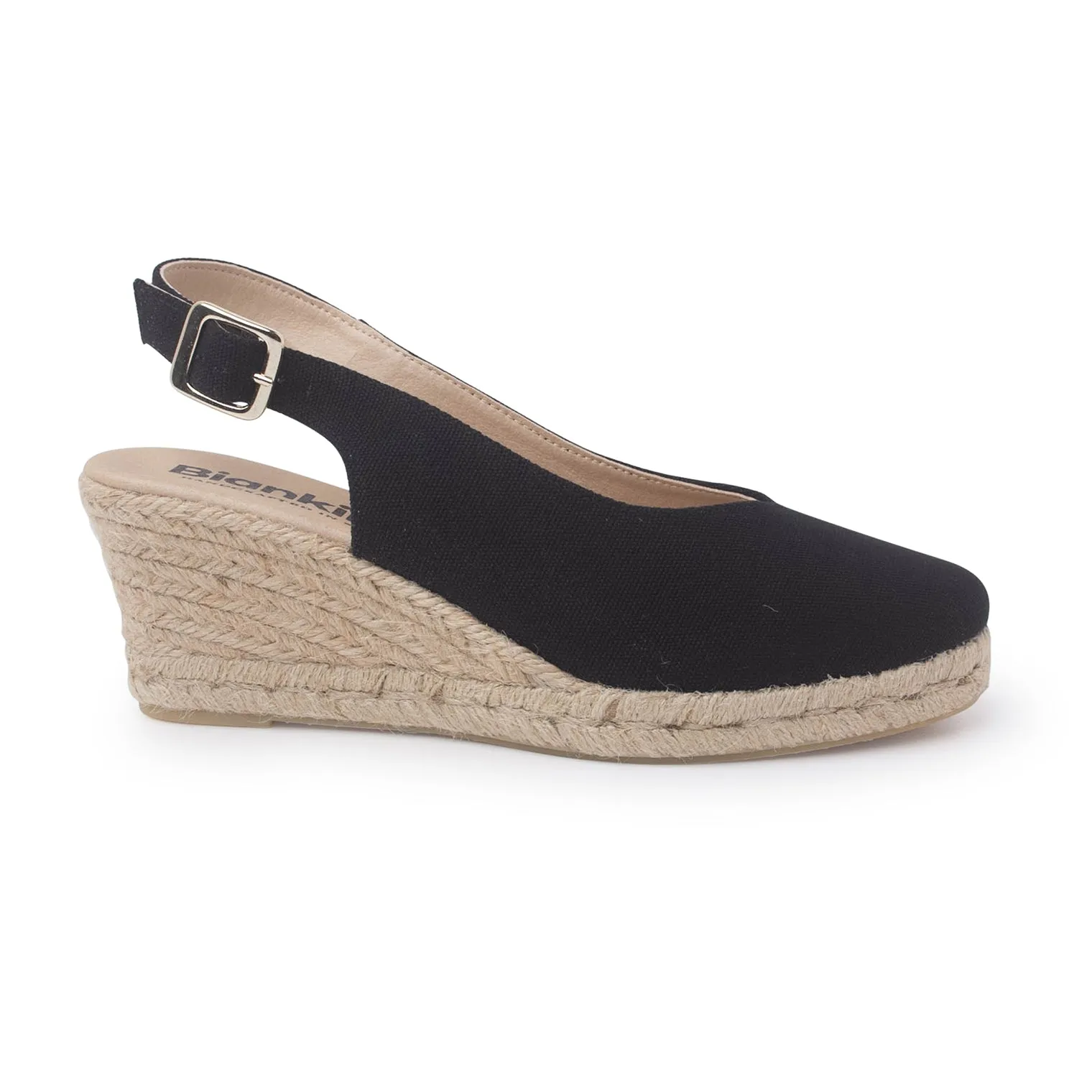 Murcia Organic Canvas Espadrille Wedges - Black