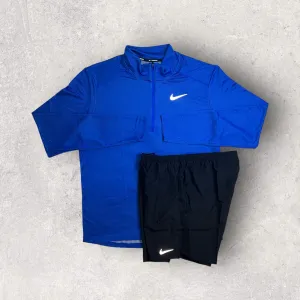 NIKE PACER 1/4 ZIP SHORT SET - BLUE/BLACK