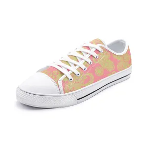 Pink and Green Paisley Unisex Low Top Canvas Shoes