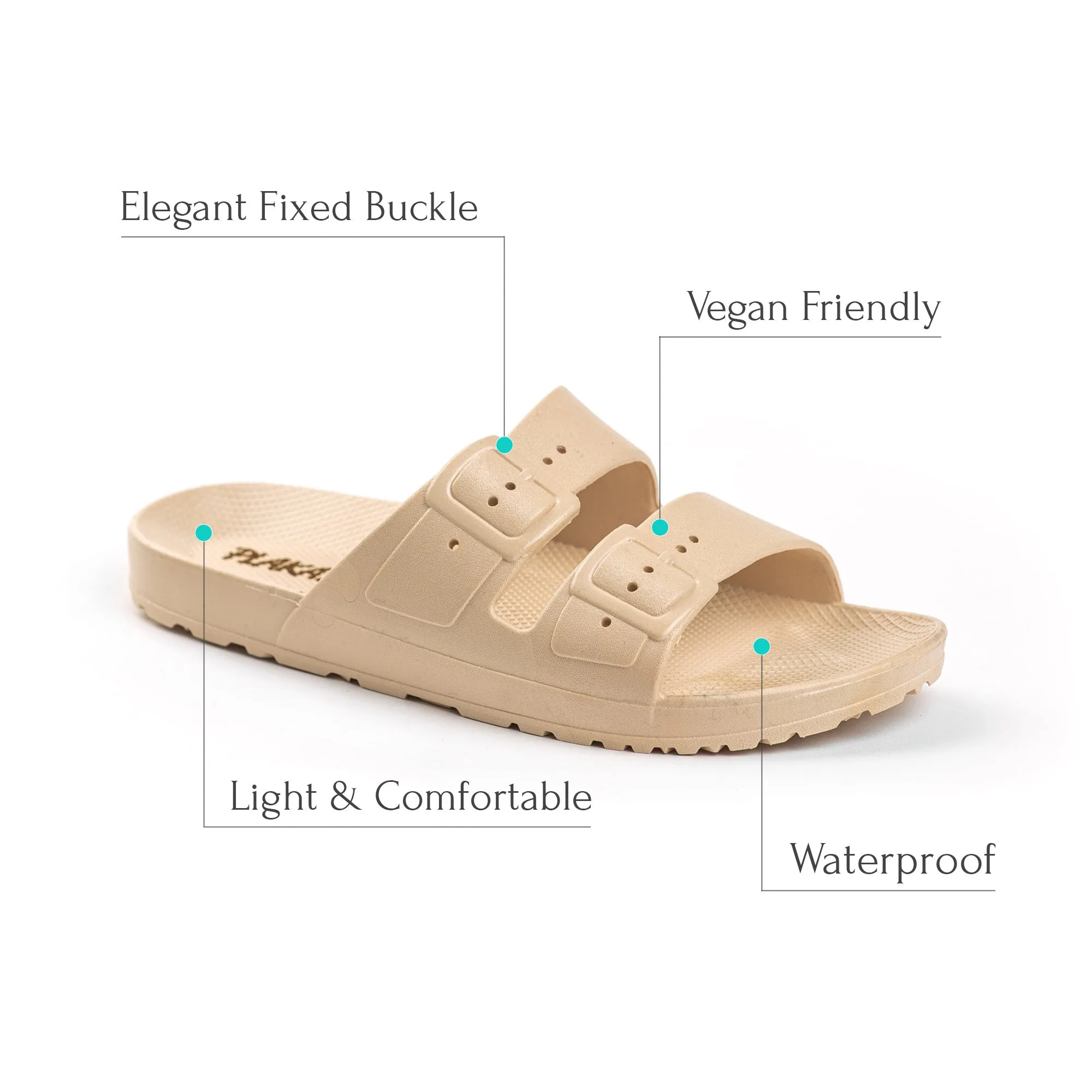 Plaka Genesis 2 Fixed Straps Slides Sandals | Natural Women