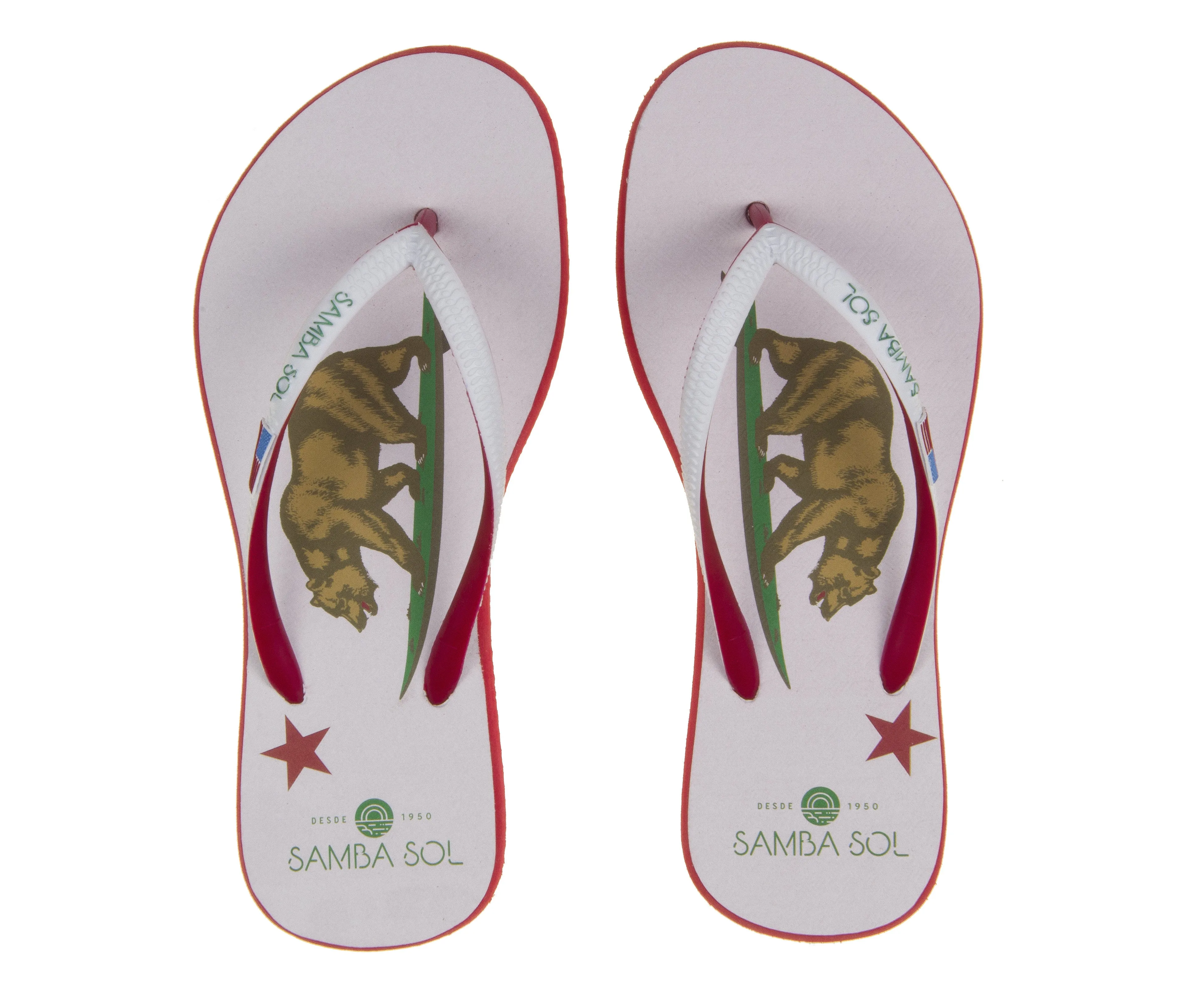 Samba Sol Women's Beach Collection Flip Flops - California Bear