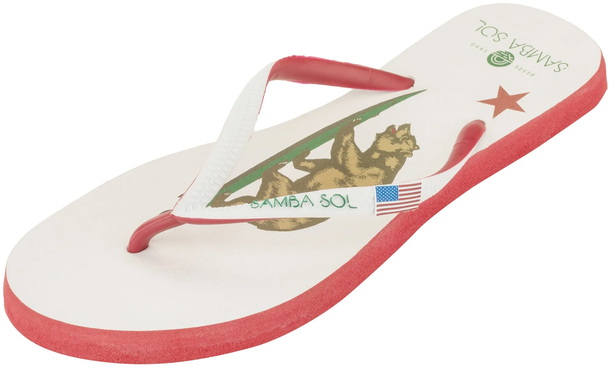 Samba Sol Women's Beach Collection Flip Flops - California Bear