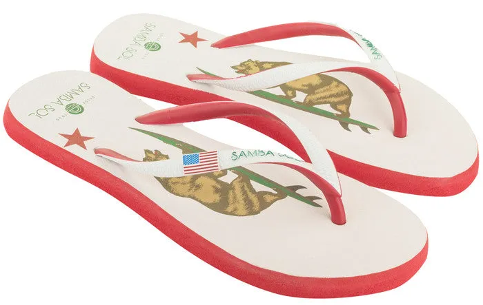 Samba Sol Women's Beach Collection Flip Flops - California Bear