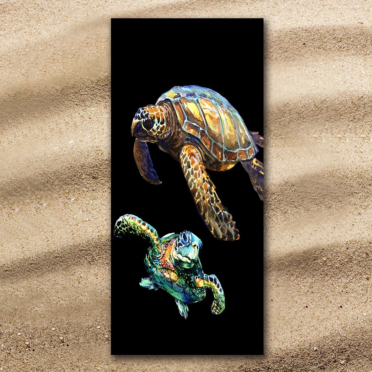 Sea Turtles in Black Extra Large Towel