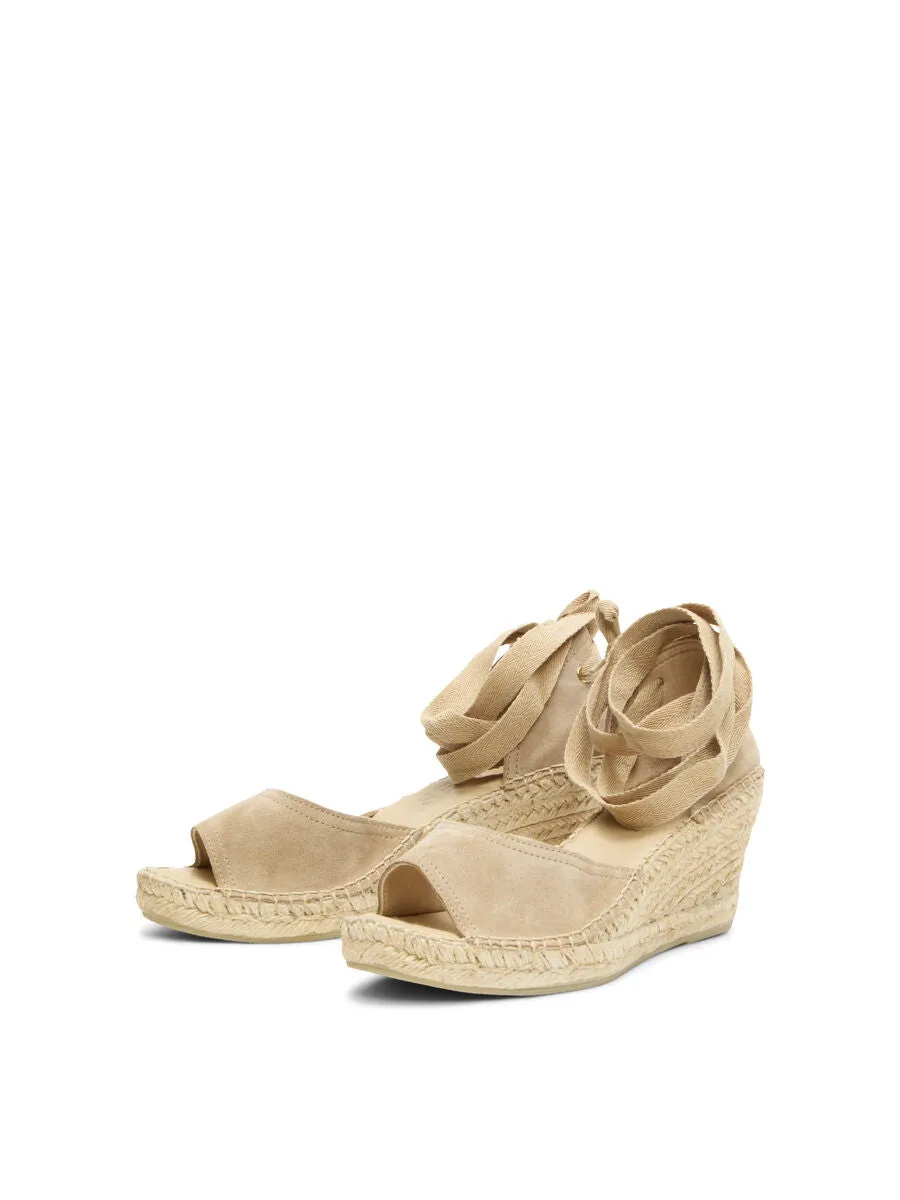 Selected Femme Eva Suede Wedge Espadrille - Chinchilla