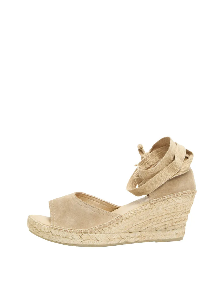 Selected Femme Eva Suede Wedge Espadrille - Chinchilla