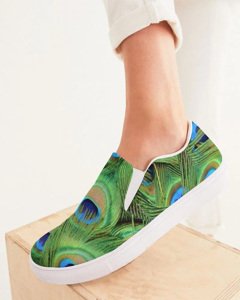 Stunning Peacock Women's Slip-On Canvas Shoe