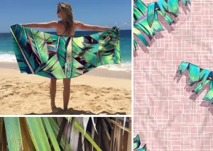 Surfer Towel "Palm Shadows" by Christie Shinn